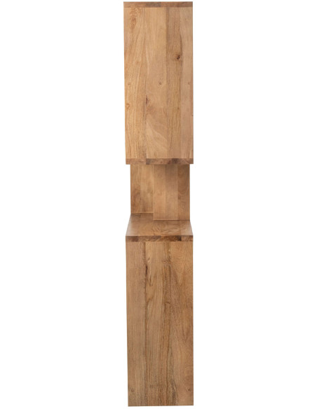 Bibliothèque asymétrique bois de manguier naturel 120x30x180 cm Aevira J-Line - 5