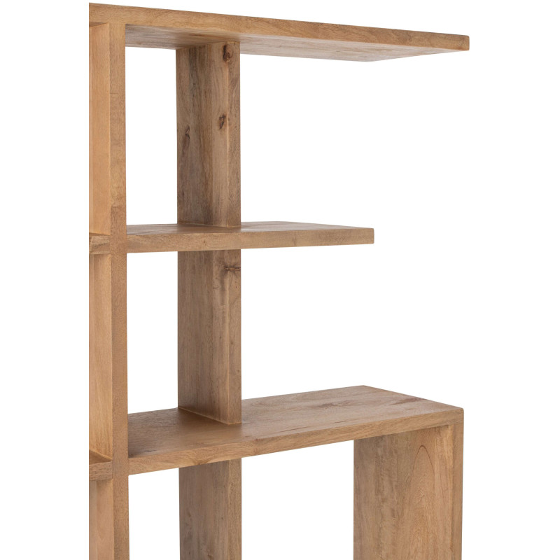 Bibliothèque asymétrique bois de manguier naturel 120x30x180 cm Aevira J-Line - 6