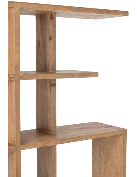 Bibliothèque asymétrique bois de manguier naturel 120x30x180 cm Aevira J-Line - 6