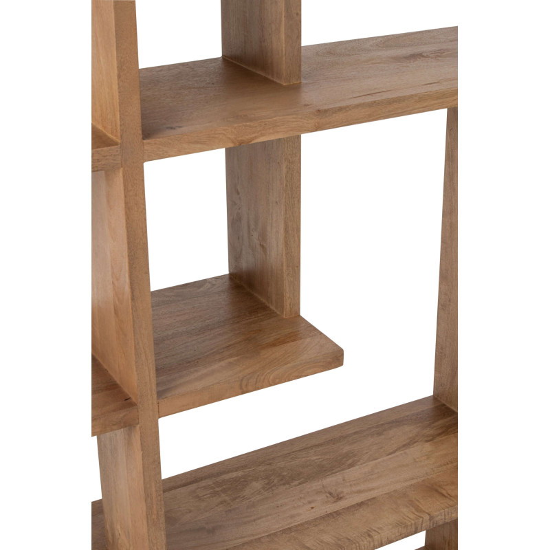 Bibliothèque asymétrique bois de manguier naturel 120x30x180 cm Aevira J-Line - 7