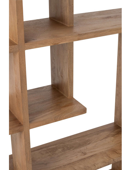 Bibliothèque asymétrique bois de manguier naturel 120x30x180 cm Aevira J-Line - 7