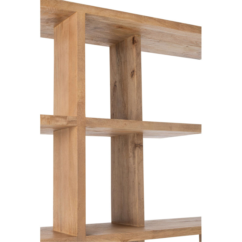 Bibliothèque asymétrique bois de manguier naturel 120x30x180 cm Aevira J-Line - 8
