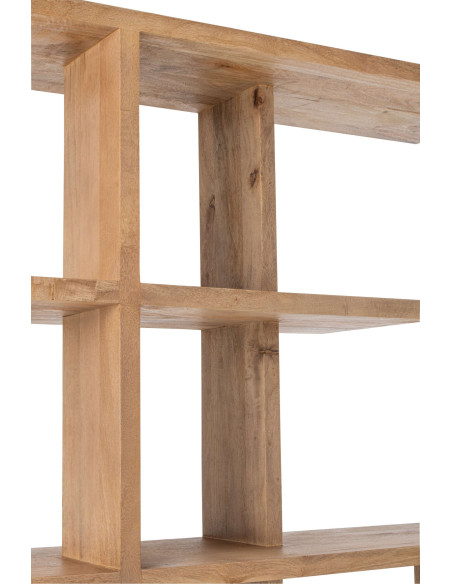 Bibliothèque asymétrique bois de manguier naturel 120x30x180 cm Aevira J-Line - 8