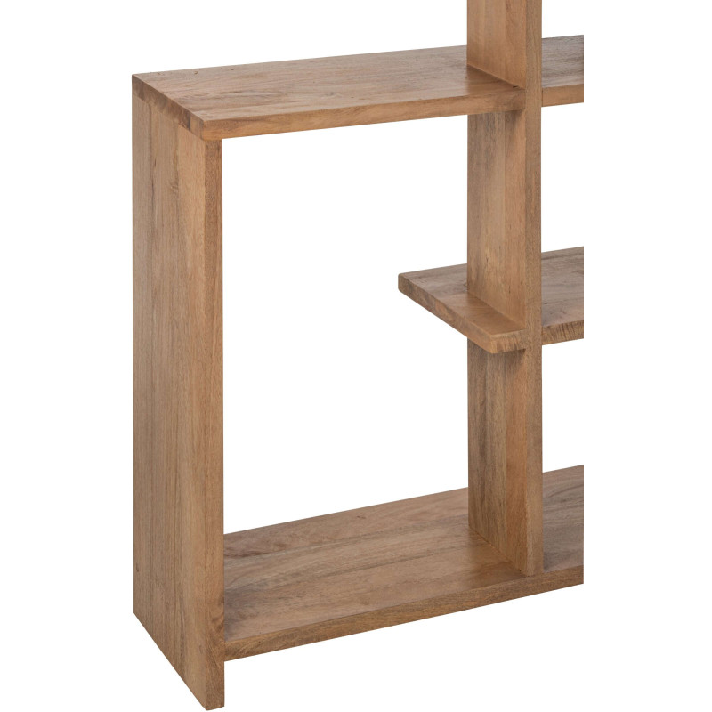 Bibliothèque asymétrique bois de manguier naturel 120x30x180 cm Aevira J-Line - 9