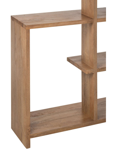 Bibliothèque asymétrique bois de manguier naturel 120x30x180 cm Aevira J-Line - 9