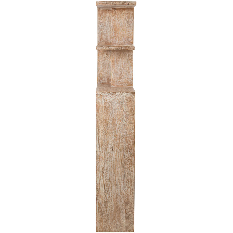 Bibliothèque asymétrique bois de manguier blanc cassé et naturel 120x30x180 cm Aevira J-Line - 3