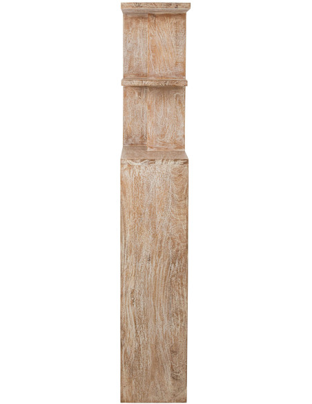 Bibliothèque asymétrique bois de manguier blanc cassé et naturel 120x30x180 cm Aevira J-Line - 3