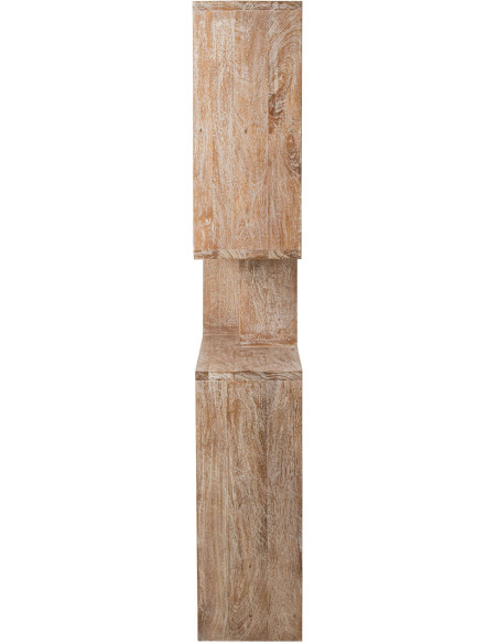 Bibliothèque asymétrique bois de manguier blanc cassé et naturel 120x30x180 cm Aevira J-Line - 4