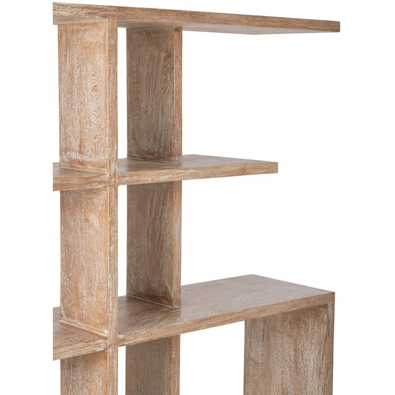 Bibliothèque asymétrique bois de manguier blanc cassé et naturel 120x30x180 cm Aevira J-Line - 5