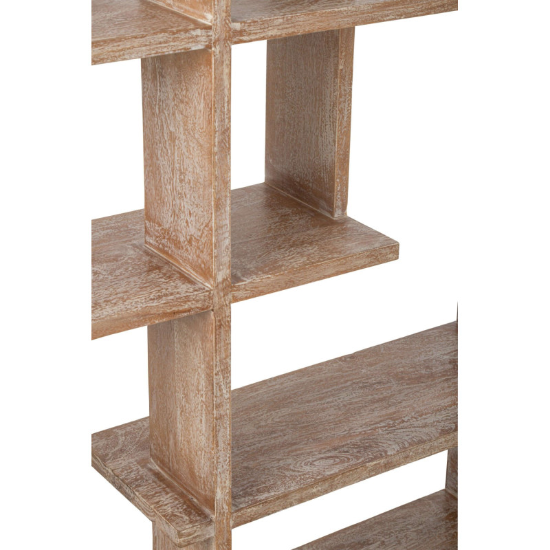 Bibliothèque asymétrique bois de manguier blanc cassé et naturel 120x30x180 cm Aevira J-Line - 6