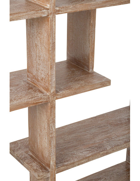 Bibliothèque asymétrique bois de manguier blanc cassé et naturel 120x30x180 cm Aevira J-Line - 6