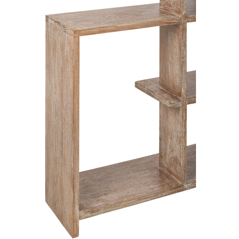 Bibliothèque asymétrique bois de manguier blanc cassé et naturel 120x30x180 cm Aevira J-Line - 7