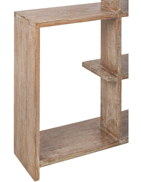 Bibliothèque asymétrique bois de manguier blanc cassé et naturel 120x30x180 cm Aevira J-Line - 7