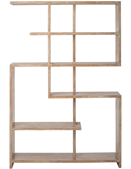 Bibliothèque asymétrique bois de manguier blanc cassé et naturel 120x30x180 cm Aevira J-Line - 8