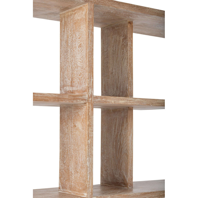 Bibliothèque asymétrique bois de manguier blanc cassé et naturel 120x30x180 cm Aevira J-Line - 9