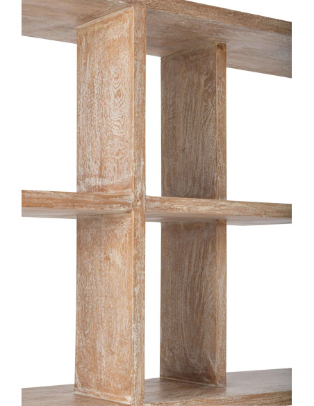Bibliothèque asymétrique bois de manguier blanc cassé et naturel 120x30x180 cm Aevira J-Line - 9