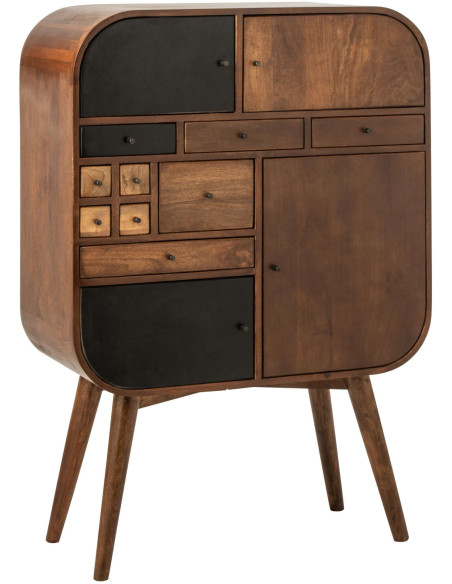 Buffet haut bois de manguier 4 portes 9 tiroirs 91x42x134 cm Azyori J-Line - 1