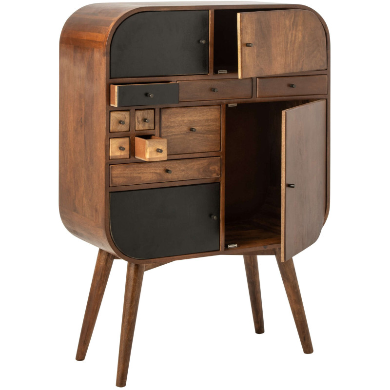 Buffet haut bois de manguier 4 portes 9 tiroirs 91x42x134 cm Azyori J-Line - 3