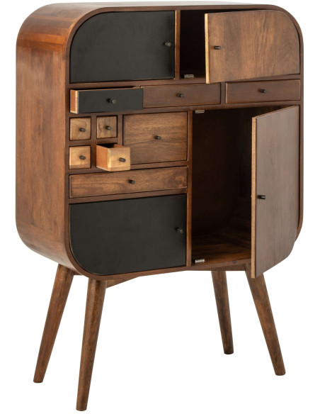 Buffet haut bois de manguier 4 portes 9 tiroirs 91x42x134 cm Azyori J-Line - 3