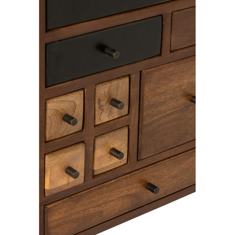 Buffet haut bois de manguier 4 portes 9 tiroirs 91x42x134 cm Azyori J-Line - 7