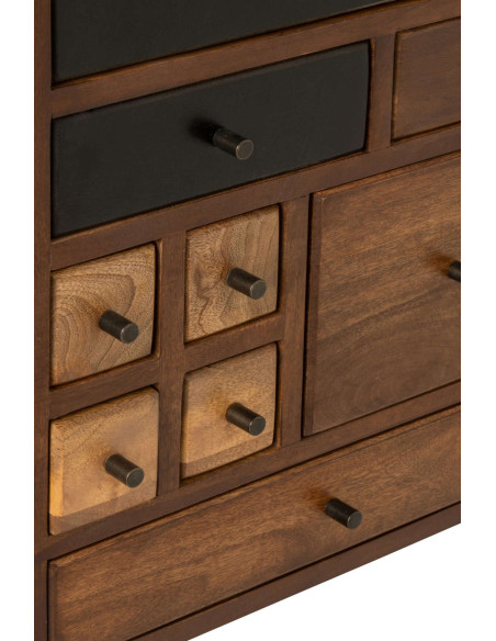 Buffet haut bois de manguier 4 portes 9 tiroirs 91x42x134 cm Azyori J-Line - 7