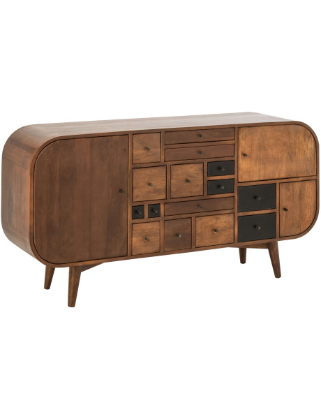 Buffet bois de manguier 3 portes 15 tiroirs Azyori J-Line - 1