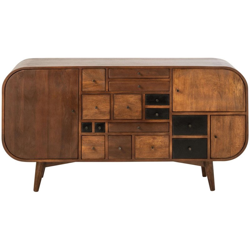 Buffet bois de manguier 3 portes 15 tiroirs Azyori J-Line - 3