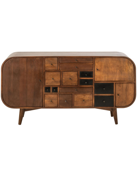 Buffet bois de manguier 3 portes 15 tiroirs Azyori J-Line - 3
