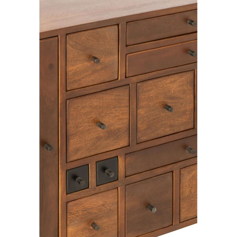 Buffet bois de manguier 3 portes 15 tiroirs Azyori J-Line - 6
