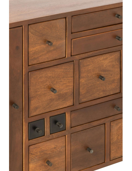 Buffet bois de manguier 3 portes 15 tiroirs Azyori J-Line - 6