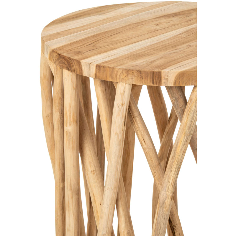 Mange-debout rond branches de teck naturel 60x60x110 cm Azyira J-Line - 2