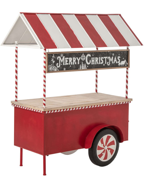 Chariot décoratif de Noël bois et métal rouge et blanc 134x74x187 cm Fyvivo J-Line - 1