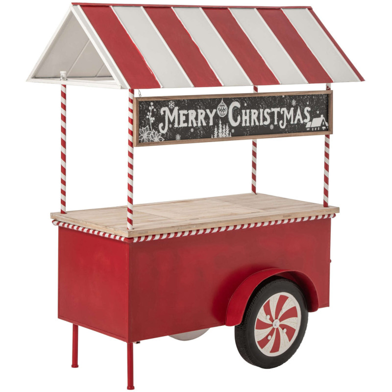 Chariot décoratif de Noël bois et métal rouge et blanc 134x74x187 cm Fyvivo J-Line - 1