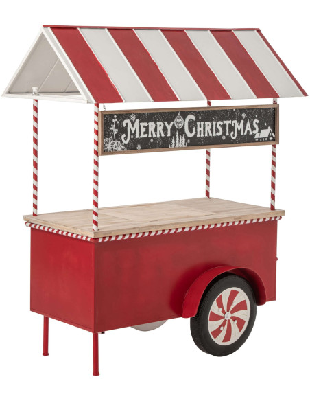 Chariot décoratif de Noël bois et métal rouge et blanc 134x74x187 cm Fyvivo J-Line - 1