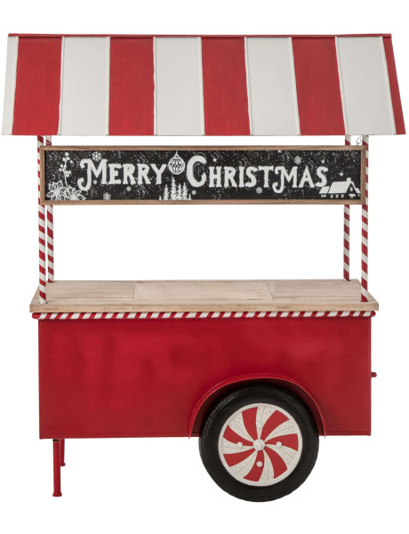 Chariot décoratif de Noël bois et métal rouge et blanc 134x74x187 cm Fyvivo J-Line - 2