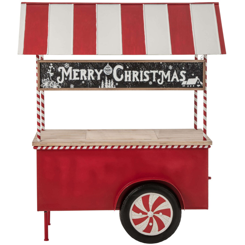 Chariot décoratif de Noël bois et métal rouge et blanc 134x74x187 cm Fyvivo J-Line - 2