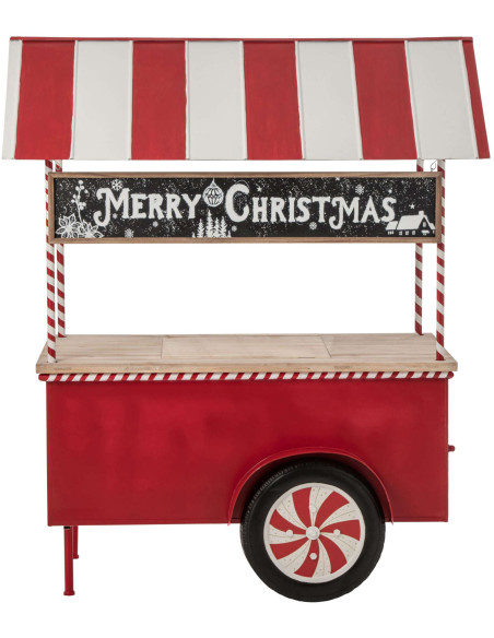 Chariot décoratif de Noël bois et métal rouge et blanc 134x74x187 cm Fyvivo J-Line - 2