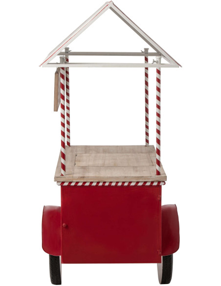 Chariot décoratif de Noël bois et métal rouge et blanc 134x74x187 cm Fyvivo J-Line - 3