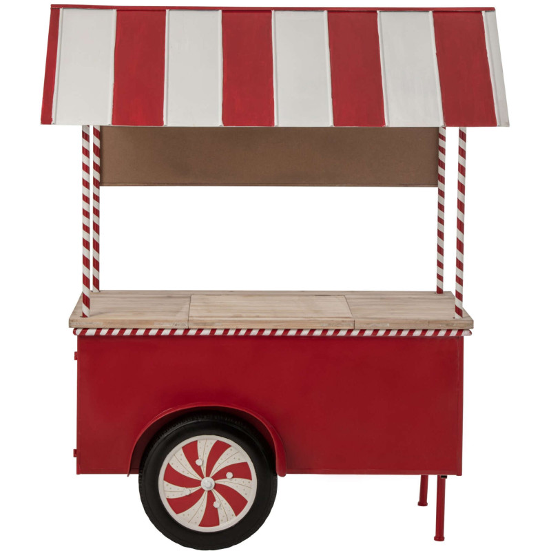 Chariot décoratif de Noël bois et métal rouge et blanc 134x74x187 cm Fyvivo J-Line - 4
