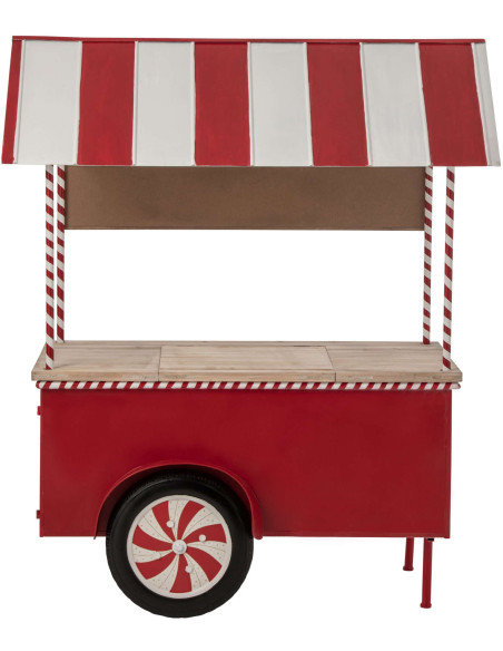 Chariot décoratif de Noël bois et métal rouge et blanc 134x74x187 cm Fyvivo J-Line - 4