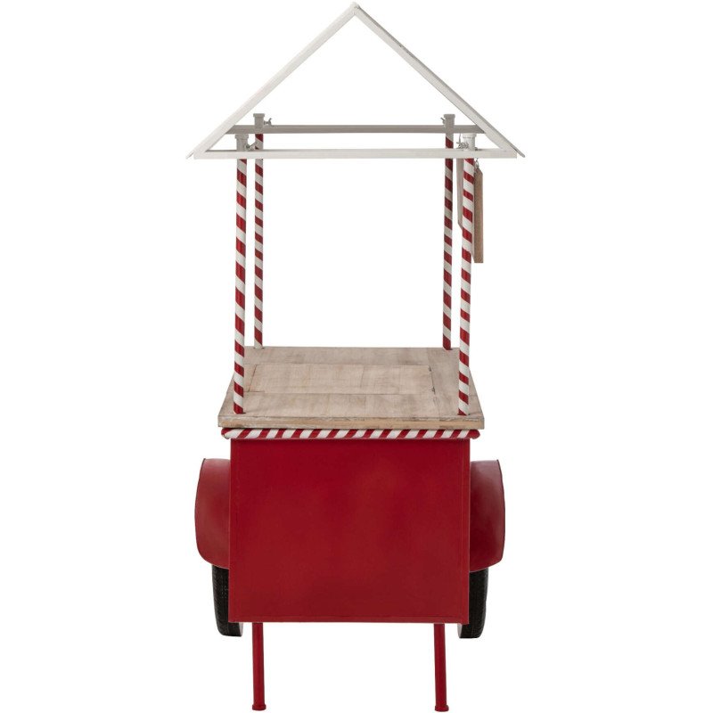 Chariot décoratif de Noël bois et métal rouge et blanc 134x74x187 cm Fyvivo J-Line - 5
