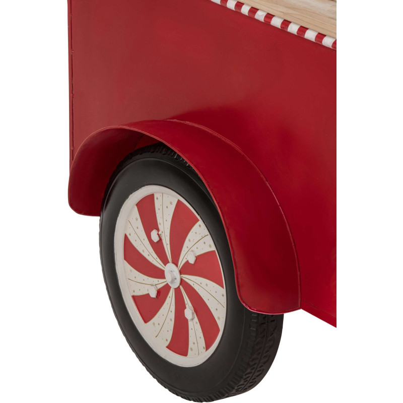 Chariot décoratif de Noël bois et métal rouge et blanc 134x74x187 cm Fyvivo J-Line - 6