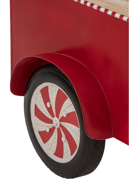 Chariot décoratif de Noël bois et métal rouge et blanc 134x74x187 cm Fyvivo J-Line - 6