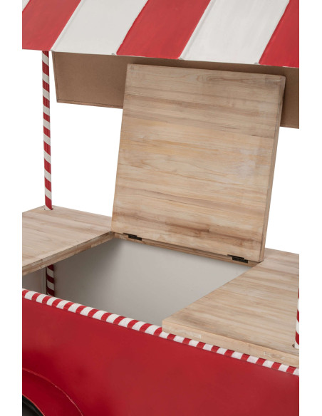 Chariot décoratif de Noël bois et métal rouge et blanc 134x74x187 cm Fyvivo J-Line - 7