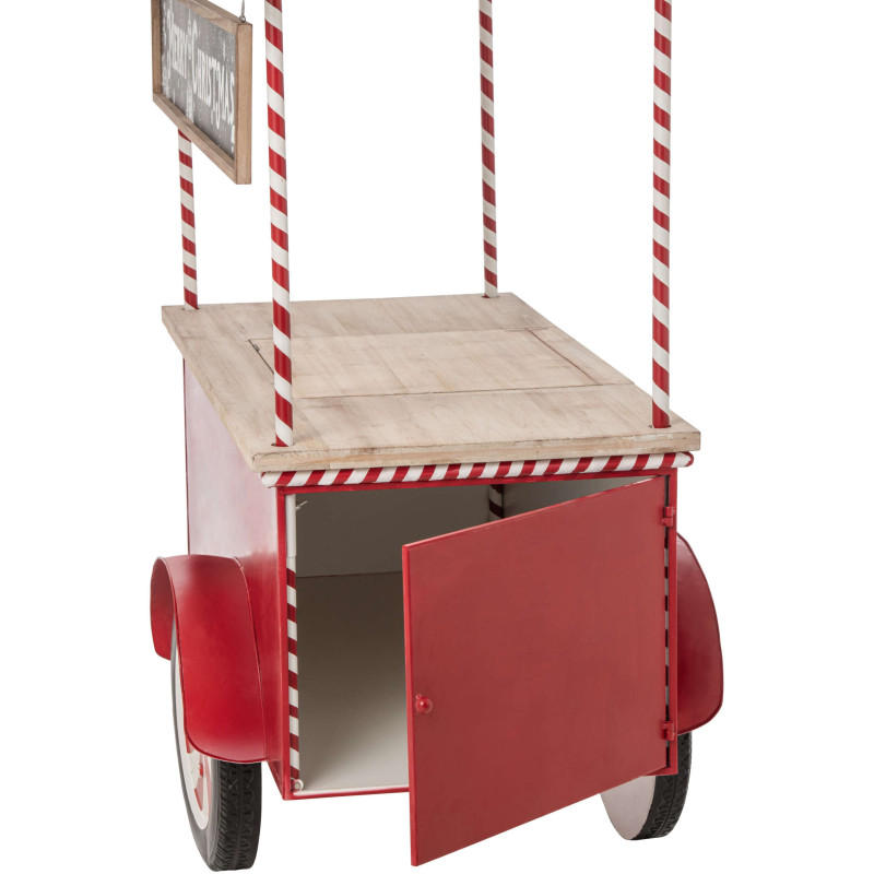 Chariot décoratif de Noël bois et métal rouge et blanc 134x74x187 cm Fyvivo J-Line - 8