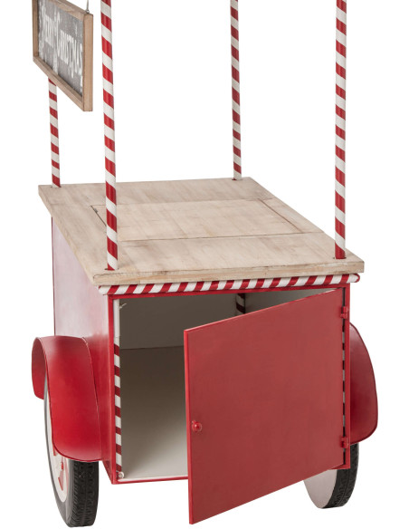Chariot décoratif de Noël bois et métal rouge et blanc 134x74x187 cm Fyvivo J-Line - 8