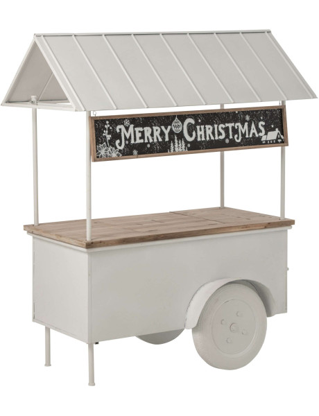 Chariot décoratif de Noël bois et métal blanc 134x74x187 cm Fyvivo J-Line - 1