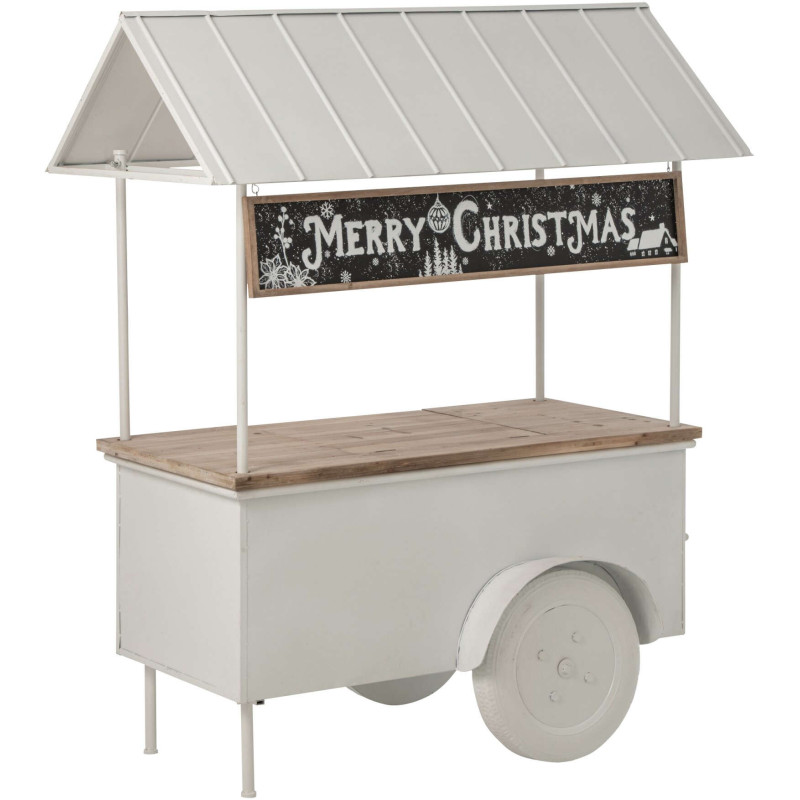 Chariot décoratif de Noël bois et métal blanc 134x74x187 cm Fyvivo J-Line - 1