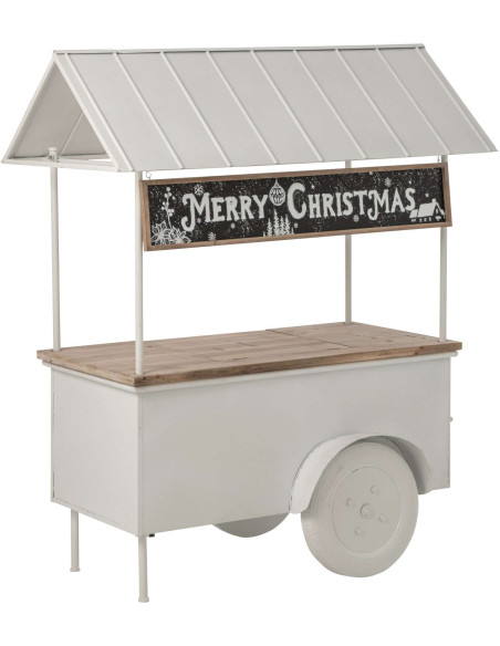 Chariot décoratif de Noël bois et métal blanc 134x74x187 cm Fyvivo J-Line - 1