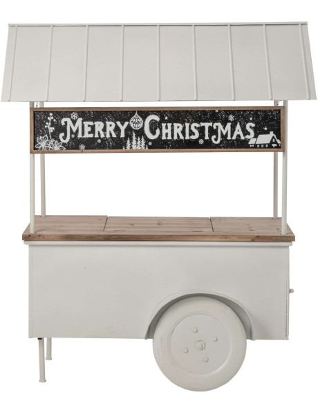 Chariot décoratif de Noël bois et métal blanc 134x74x187 cm Fyvivo J-Line - 2